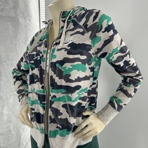 Nike Women's Camo Zip Up Hoodie Small Green Black Gray Casual Athleisure